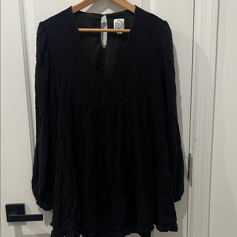 Blue Rain Black Long Sleeve Dress, Size Small